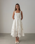 Abito midi in jacquard bianco