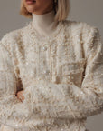 Rollkragen-Strickpullover in Creme