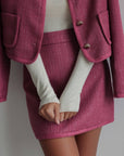 Conjunto de tweed de dos piezas frambuesa