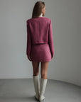 Conjunto de tweed de dos piezas frambuesa