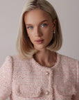 Elegantes rosa Tweed-Set mit Pailletten