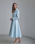 Vestido midi azul empolvado