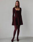 Abito in maglia svasato bordeaux