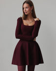 Abito in maglia svasato bordeaux