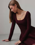 Abito in maglia svasato bordeaux