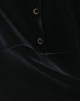 Black Velvet Midi Dress with White Collar