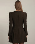 Victoria Buttoned Pleated Blazer Mini Dress