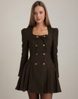 Victoria Buttoned Pleated Blazer Mini Dress