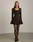 Victoria Buttoned Pleated Blazer Mini Dress