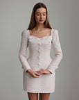 Vestido peplum de bouclé con perlas