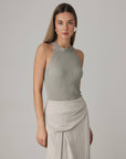 Asymmetric Cut Linen Blend Midi Skirt