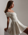 Miniabito bianco a pois stile vintage