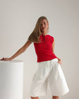 Short jupe-culotte fluide blanc