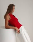 Noble Red Square Neck Blouse