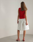 Short jupe-culotte fluide blanc