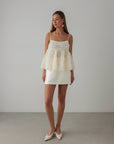 Minijupe en satin ivoire
