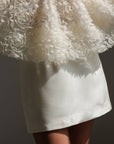 Embossed Floral Ecru Peplum Blouse