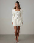 Crystal Button Tweed Dress