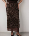 Falda midi de lentejuelas chocolate