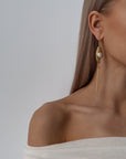 Orecchini pendenti Golden Leaf con perla