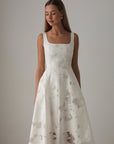 Abito midi in jacquard bianco