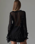 Elegant Black Chiffon Blouse - Maelle Paris