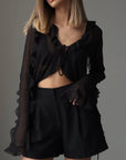 Elegant Black Chiffon Blouse - Maelle Paris
