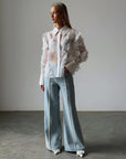 Wide-Leg Jeans with Pearl Details - Maelle Paris