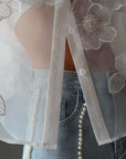 Wide-Leg Jeans with Pearl Details - Maelle Paris