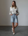 Baumwollbluse mit Blumenmuster