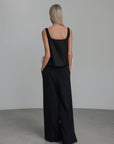 Black Tank Top with Floral Detail
