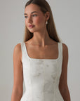 Abito midi in jacquard bianco