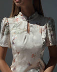 Elegant White Floral Print Dress - Maelle Paris