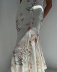 Elegant White Floral Print Dress - Maelle Paris
