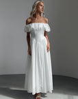 Elegant Off-Shoulder White Dress - Maelle Paris