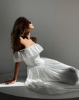 Elegant Off-Shoulder White Dress - Maelle Paris