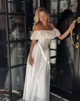 Elegant Off-Shoulder White Dress - Maelle Paris