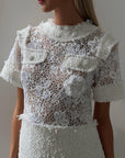 Elegant White Lace Mini Dress - Maelle Paris