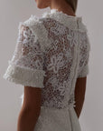 Elegant White Lace Mini Dress - Maelle Paris
