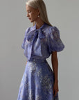Elegant Purple Floral Midi Suit - Maelle Paris