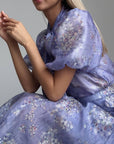 Elegant Purple Floral Midi Suit - Maelle Paris