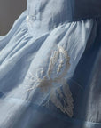 Elegant Blue Floral Embroidered Dress - Maelle Paris