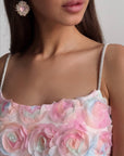 Elegant Floral Midi Pink Dress - Maelle Paris