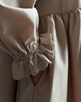 Beige Midi Dress with Lace Collar - Maelle Paris