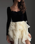 Stunning Black-White Contrast Dress - Maelle Paris