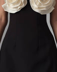 Black Mini Dress with Floral Detail - Maelle Paris