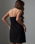 Black Mini Dress with Floral Detail - Maelle Paris