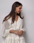 Elegant Ruffled White Mini Dress - Maelle Paris