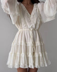Elegant Ruffled White Mini Dress - Maelle Paris