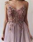 Elegant Embellished Tulle Evening Gown - Maelle Paris